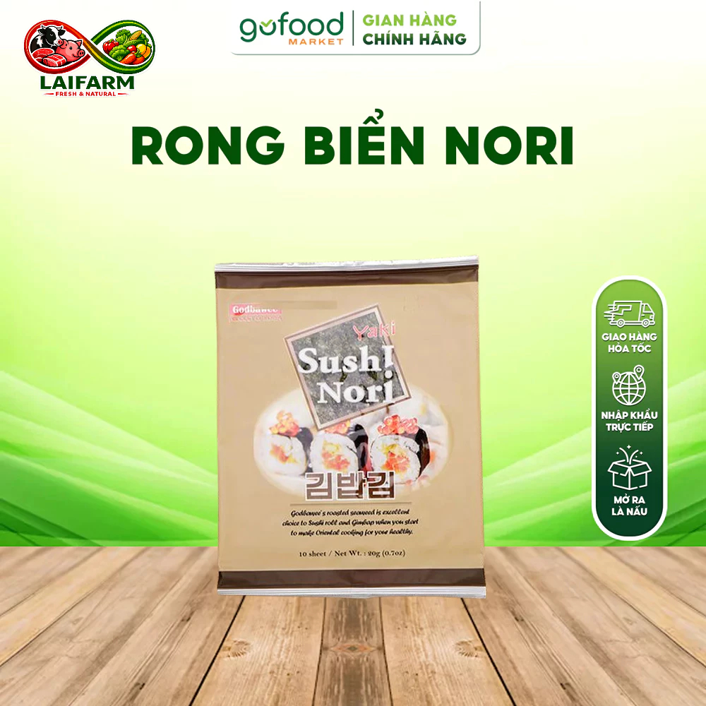 [Laifarm] GOFOOD - Rong Biển Khô Yaki Nori gói 20gr - Rong Biển Sấy Khô Cuộn Sushi, Cuốn Cơm Yaki No