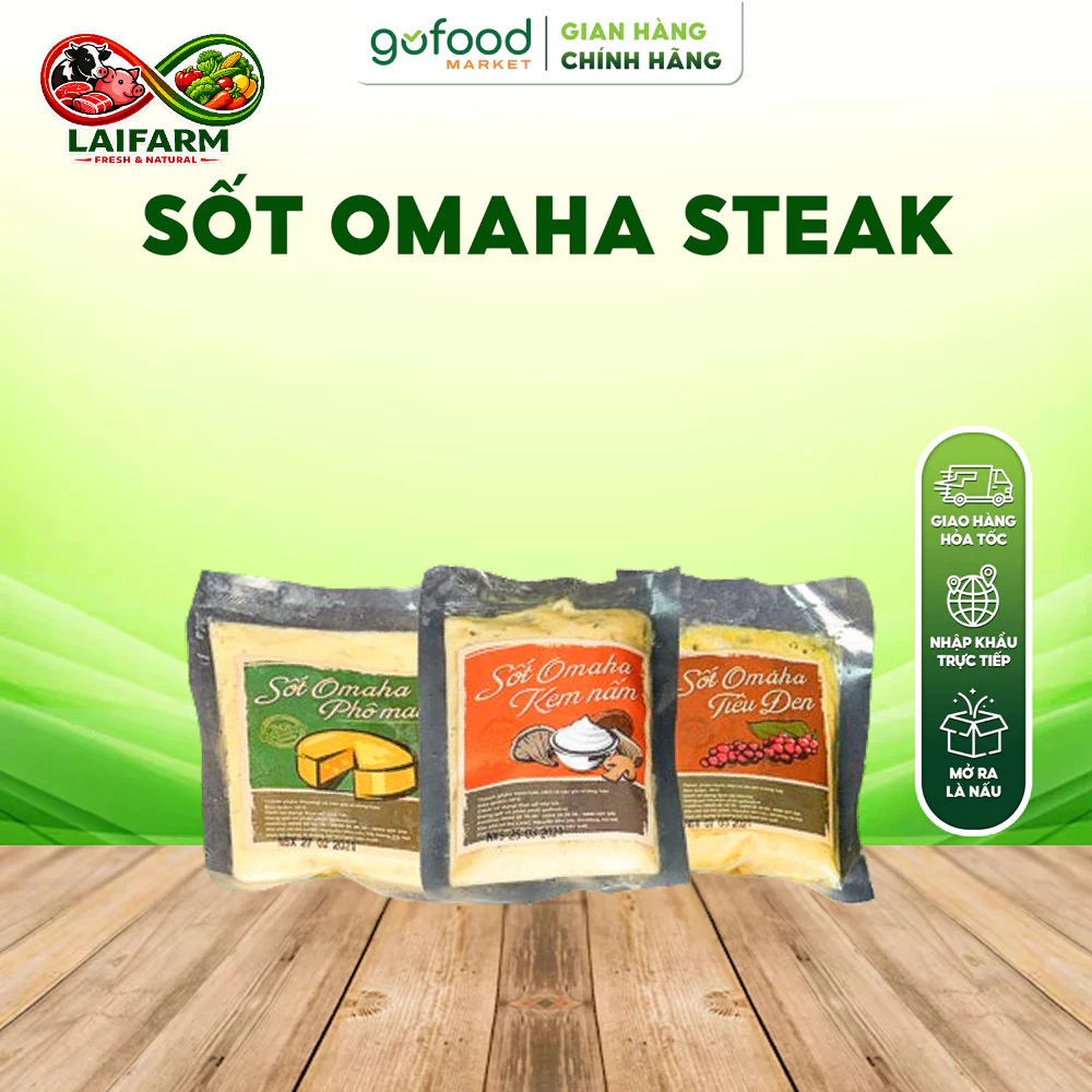 [Laifarm - Hỏa tốc HN] GOFOOD - Sốt Omaha Steak (Tiêu đen/Kem nấm/Phô mai) Gói 100gr - Gofood Market