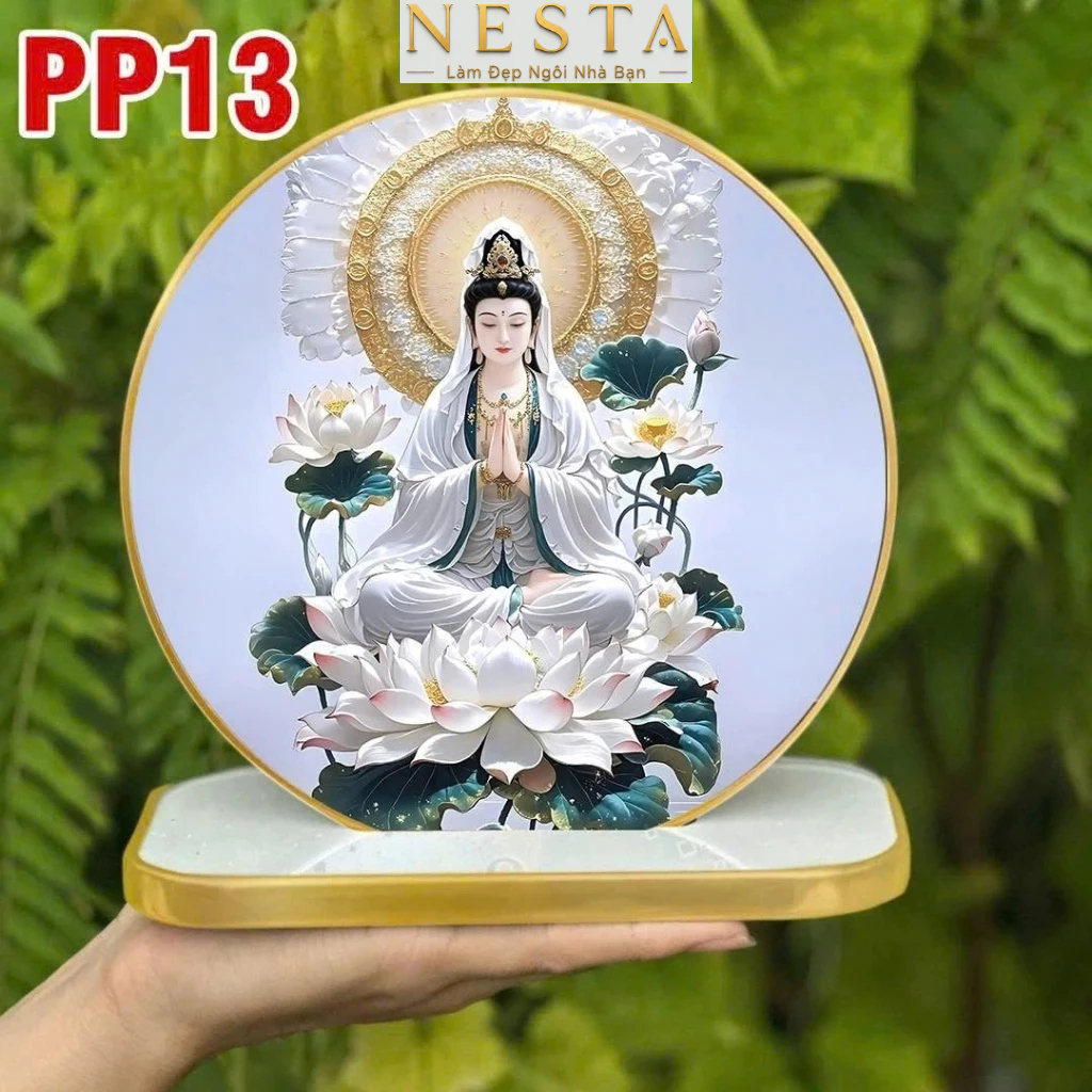 Tranh Phật Quan Âm Để Bàn – Mika Tráng Gương Cao Cấp | NESTA