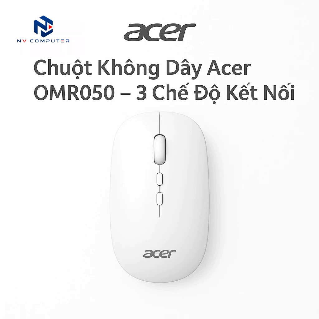 Chuột Không Dây Acer OMR050 Bluetooth 2.4G Ba Chế Độ Sạc Type-C (Trắng/Đen)