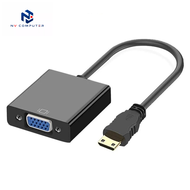 Cáp Mini HDMI sang VGA Full HD 1080P – Chuyển Mini HDMI to VGA Cho Laptop, Máy Chiếu