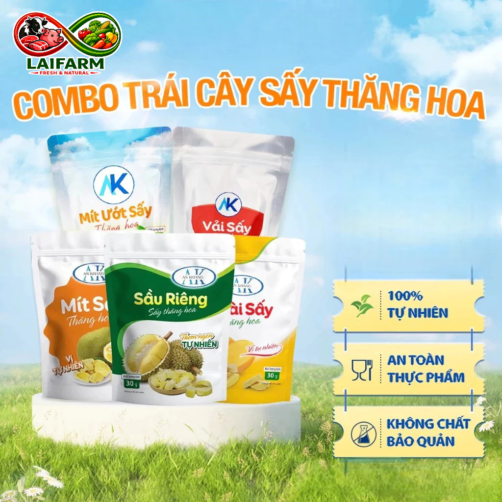 [Laifarm] Combo trái cây sấy thăng hoa  100% không hương liệu AnKhang Foods