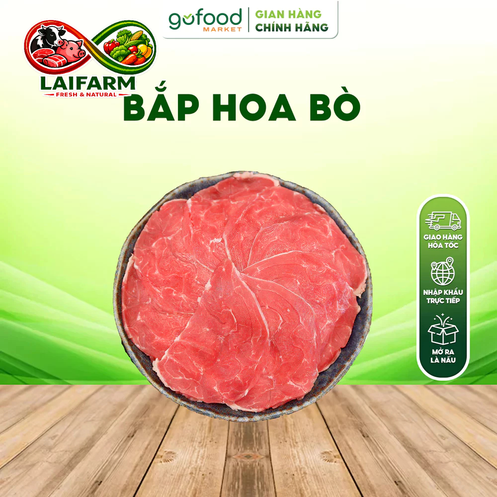 [Laifarm - Hỏa tốc HN] GOFOOD - 500gr Bắp Bò Mỹ Cao Cấp - Thịt Bắp Hoa Bò Mỹ Black Angus