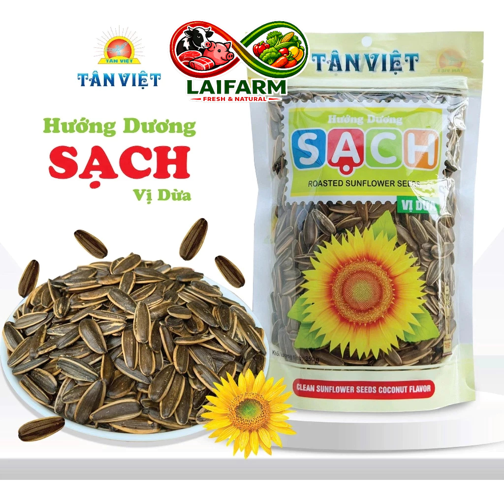 [Laifarm - Hỏa tốc HN] Hạt Hướng Dương Vị Dừa TÂN VIỆT FOOD Thơm Ngon Gói 350gr-HD Gia vị vị dừa