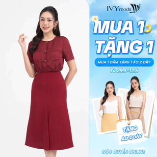 Đầm lụa đuôi cá nữ, đầm công sở dạo phố nữ IVY moda MS 48M8404