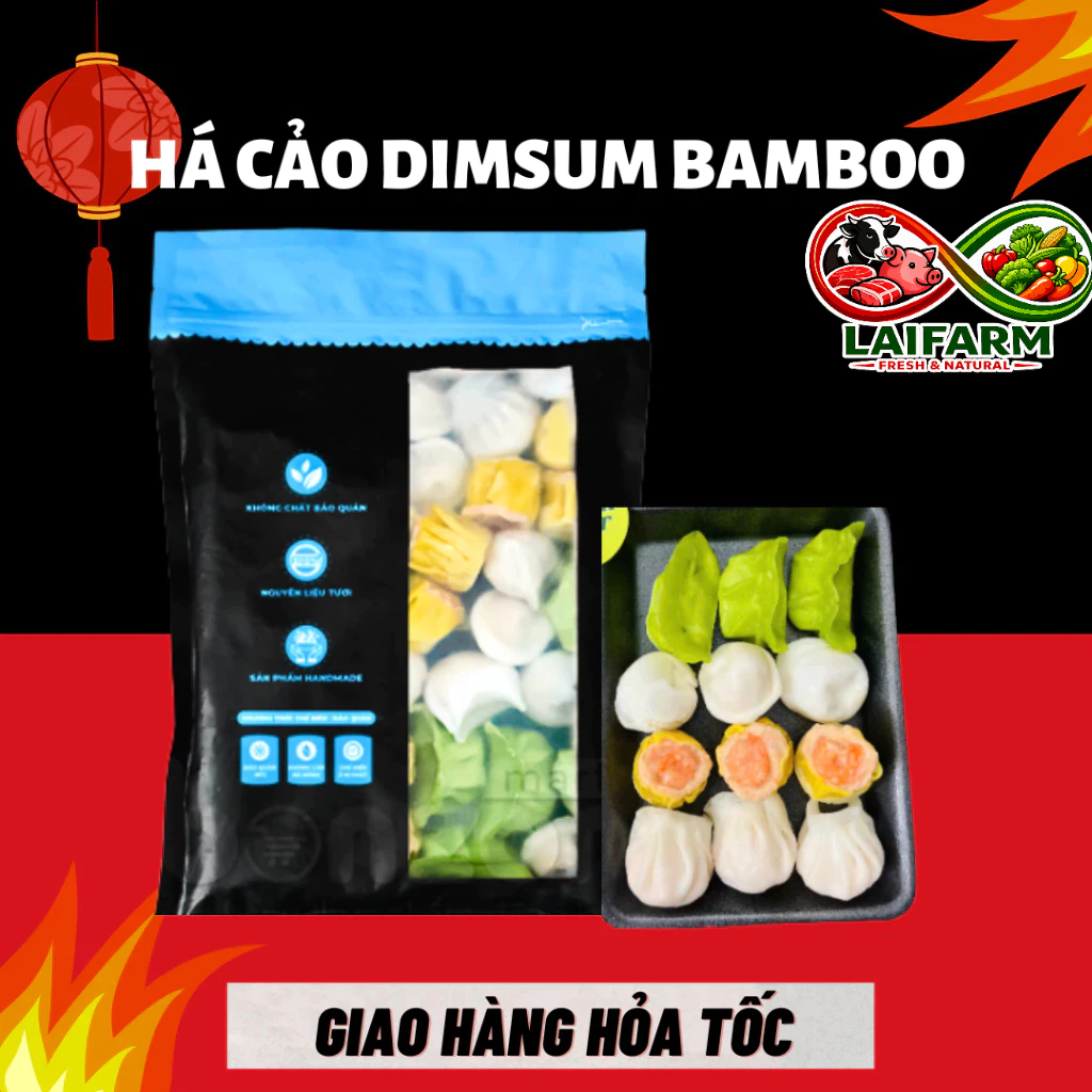 [LaiFarm - Hỏa tốc HN] COMBO 2 Gói Há cảo dimsum 4in1 Bamboo, há cảo tôm ,xíu mại ,sò điệp bamboo gó