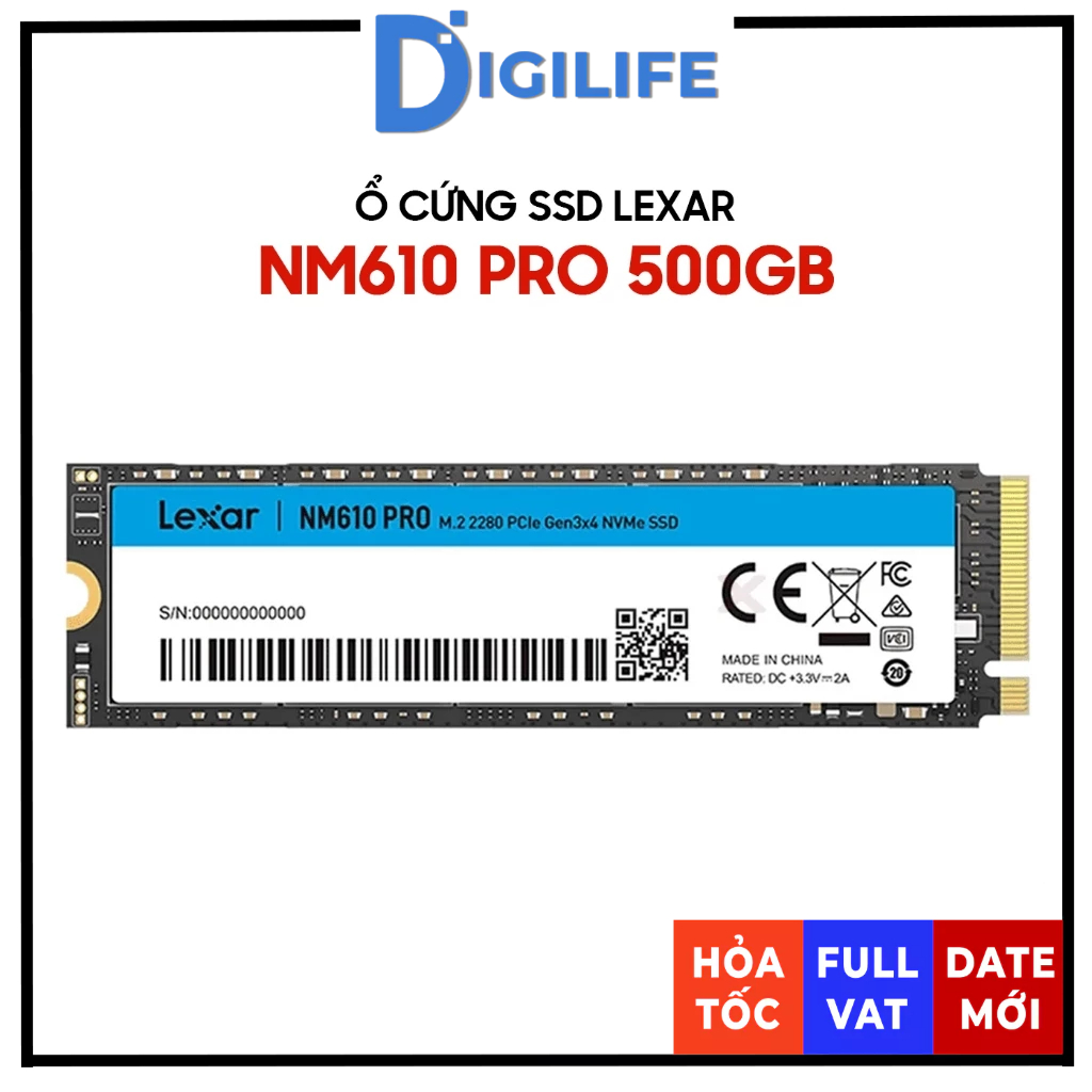 [FULL VAT] Ổ cứng SSD Lexar NM610 PRO 500GB NVMe PCIe Gen3x4 M.2 2280 (LNM610P500G-RNNNG)