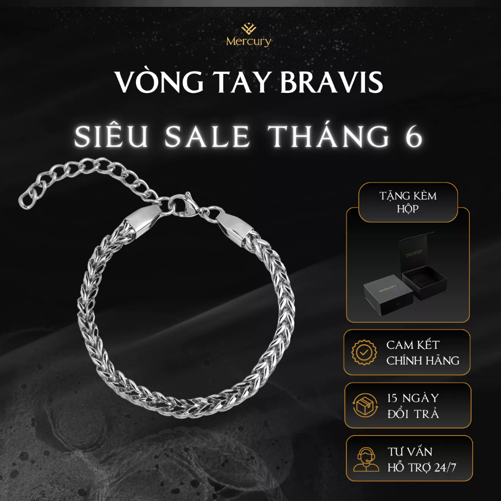Vòng tay nam/nữ Mercury  Bravis - Trang sức, Phụ kiện thời trang Unisex - Thiết kế Basic, cá tính