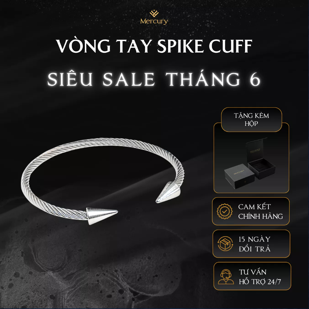 Vòng tay nam Mercury Spike Cuff - Trang sức, phụ kiện thời trang đeo tay -Vòng tay không gỉ