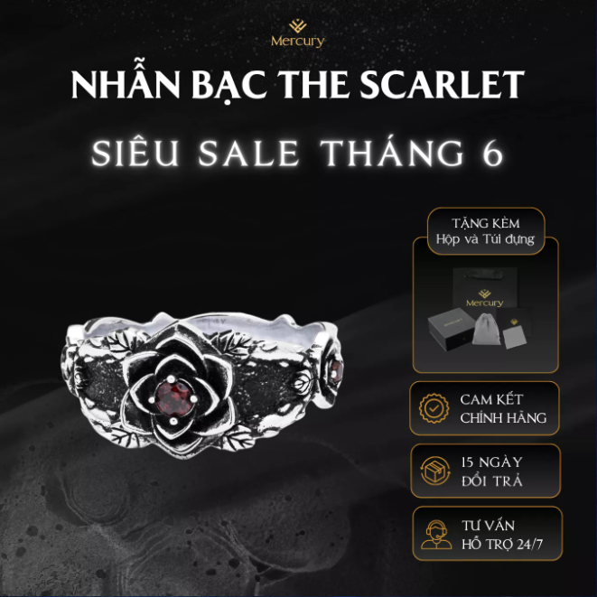 Nhẫn Bạc nam,nữ 925 Mercury The Scarlet - Trang sức Bạc 925 cao cấp - Thiết kế độc quyền bởi Mercury