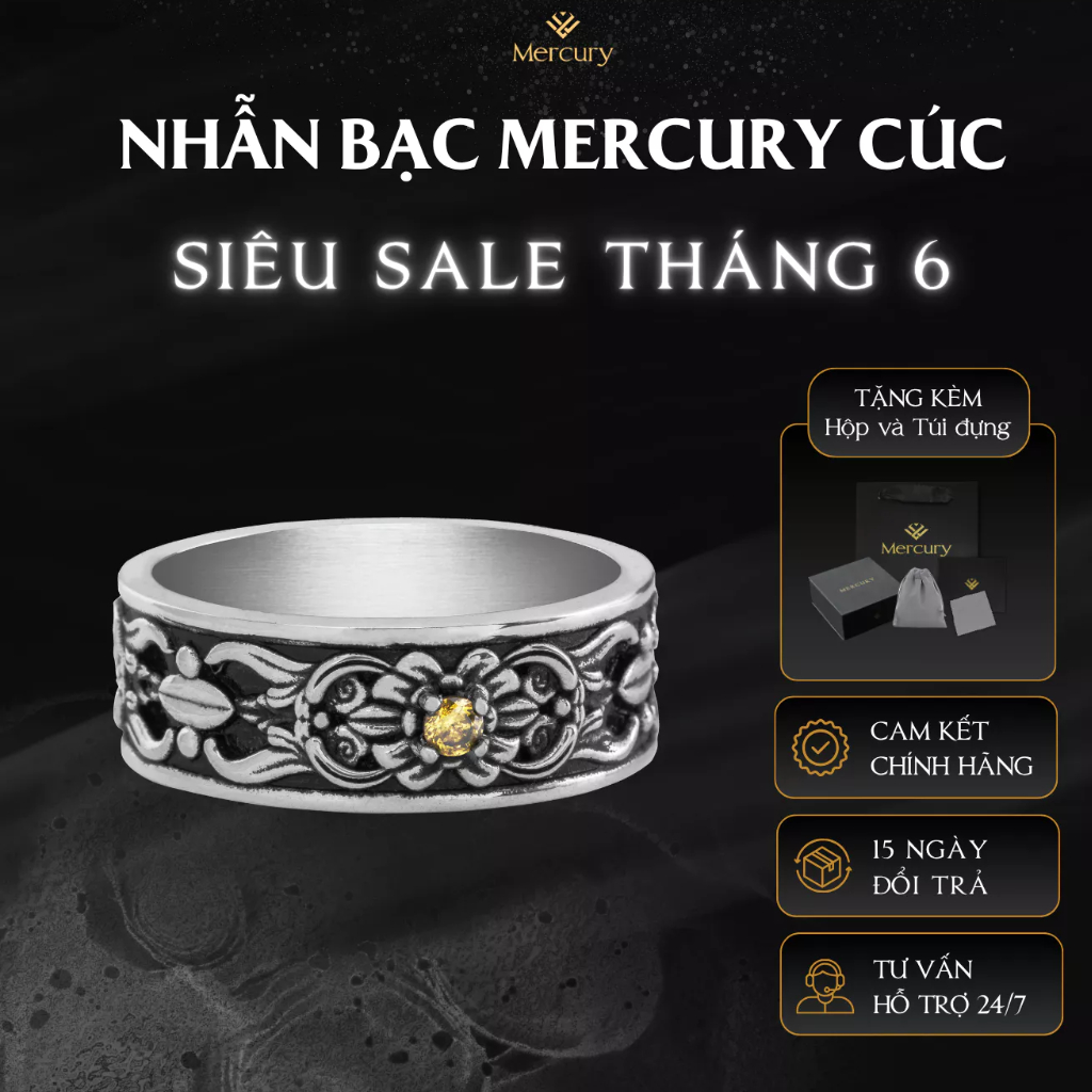 Nhẫn Bạc nam,nữ 925 Mercury Cúc - Trang sức Bạc 925 cao cấp-Thiết kế độc quyền bởi Mercury