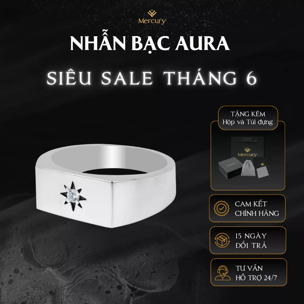 Nhẫn Bạc nam 925 Mercury Aura - Trang sức Bạc 925 đúc nguyên khối - Thiết kế độc quyền bởi Mercury