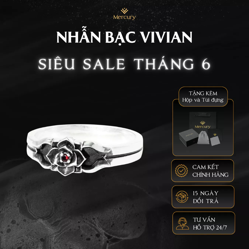 Nhẫn Bạc nam,nữ 925 Mercury Vivian - Trang sức Bạc 925 cao cấp-Thiết kế độc quyền bởi Mercury