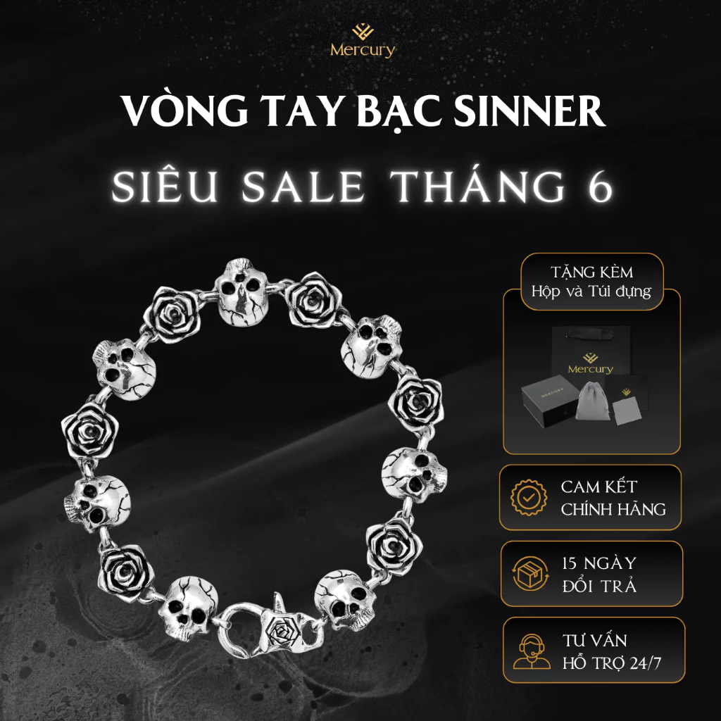 Vòng tay Bạc nam, nữ 925 Mercury The Sinner - Trang sức Bạc 925 cao cấp - Thiết kế độc quyền Mercury