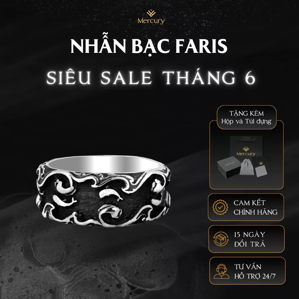 Nhẫn Bạc nam 925 Mercury Faris - Trang sức Bạc 925 đúc nguyên khối - Thiết kế độc quyền bởi Mercury