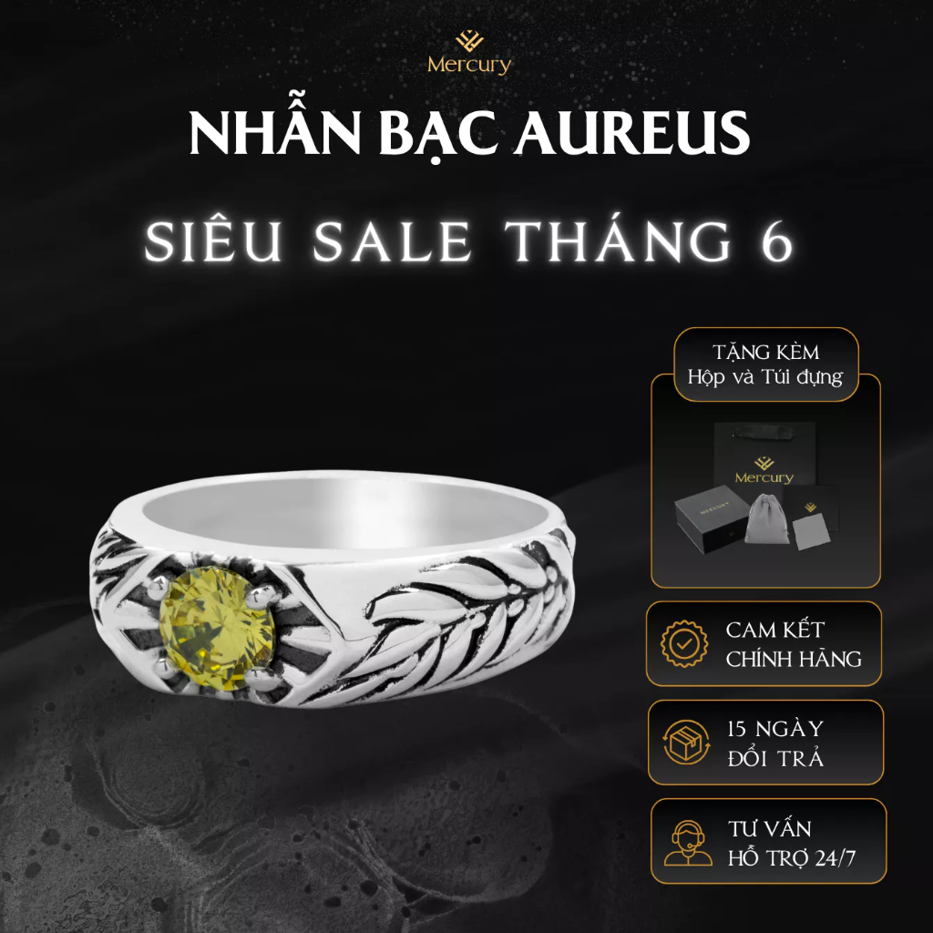 Nhẫn Bạc nam, nữ 925 Mercury Aureus -Trang sức Bạc 925 Mecury, Nhẫn Bạc 925 - Họa tiết thần Apolo
