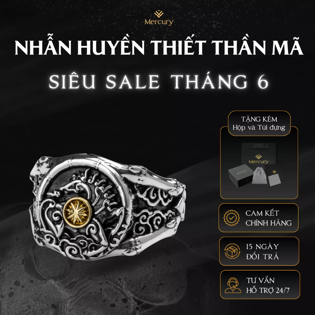 Nhẫn Bạc 925 Mercury Huyền Thiết Thần Mã - Trang sức Bạc 925 cao cấp-Thiết kế độc quyền bởi Mercury