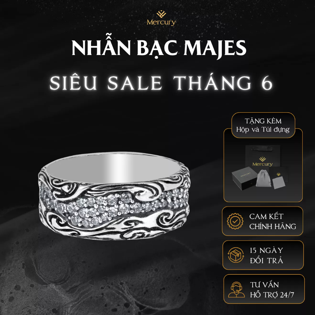 Nhẫn Bạc nam 925 Mercury Majes - Trang sức Bạc 925 đúc nguyên khối - Thiết kế độc quyền bởi Mercury