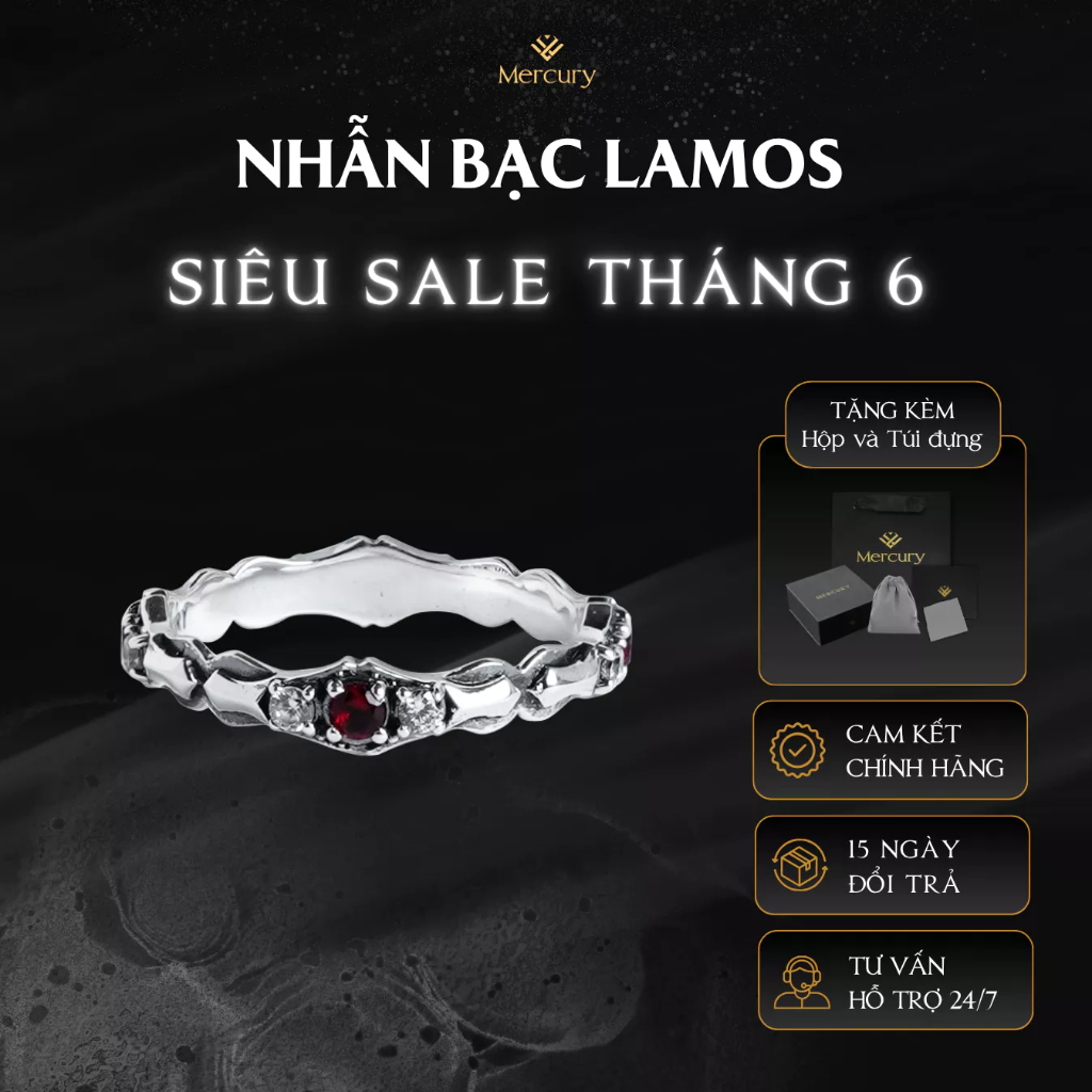 Nhẫn Bạc nam,nữ 925 Mercury Lamos - Trang sức Bạc 925 cao cấp-Thiết kế độc quyền bởi Mercury