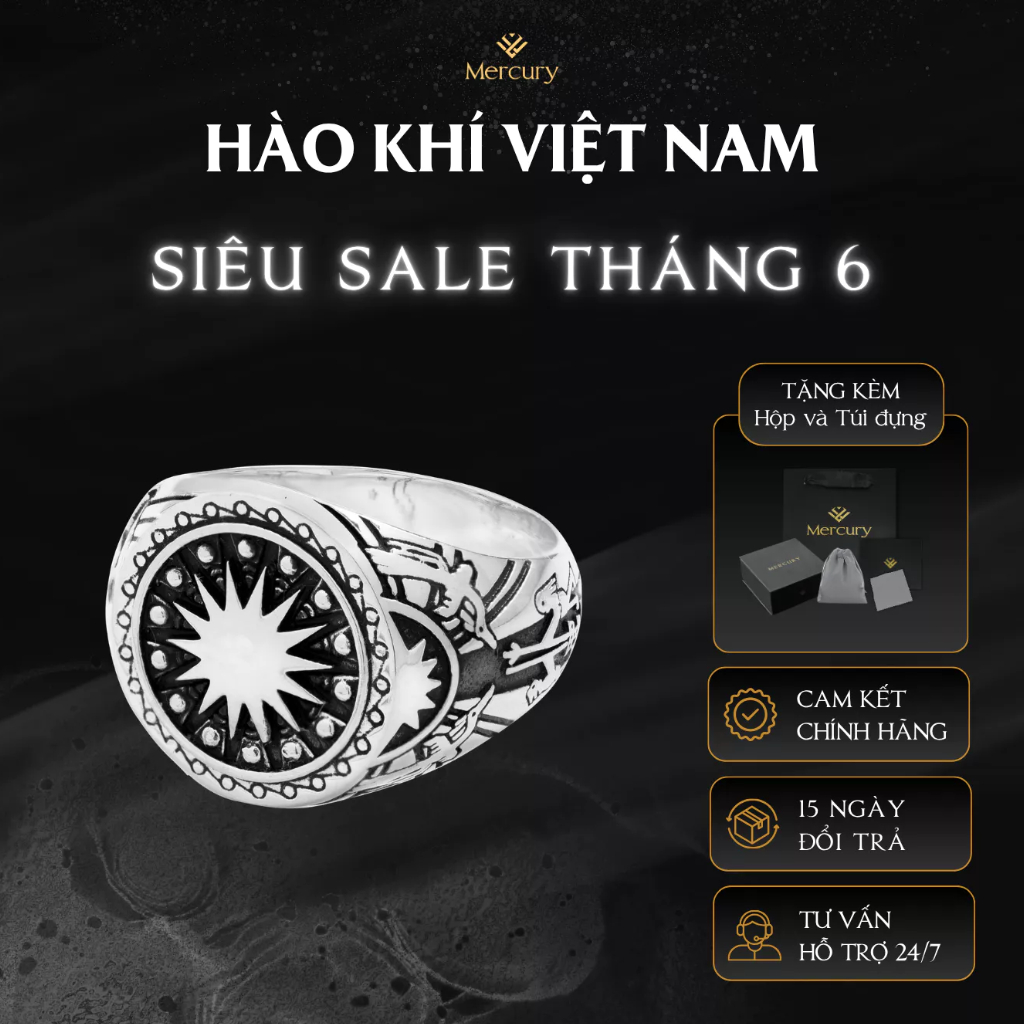 Nhẫn Bạc nam,nữ 925 Mercury Hào Khí Việt Nam - Trang sức Bạc 925 cao cấp - Thiết kế độc quyền bởi Me