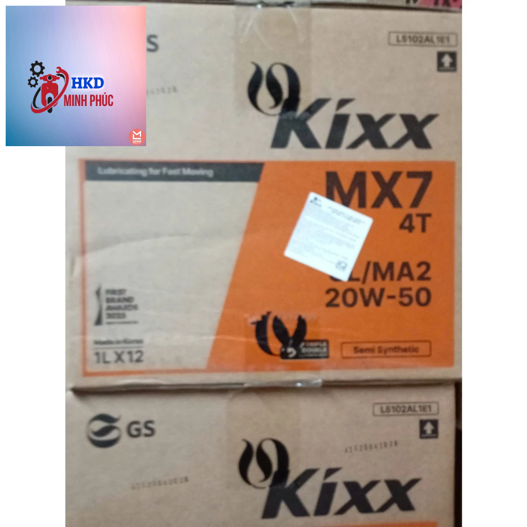 (SỐ 20W50 1L) Thùng 12 chai Kixx 1L xe số 20w50 SL nhập khẩu hàn quốc