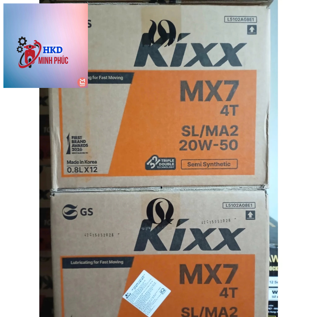 (SỐ 20W50 800ML) Thùng 12 chai Kixx xe số 800ml 20w50 SL nhập khẩu hàn quốc