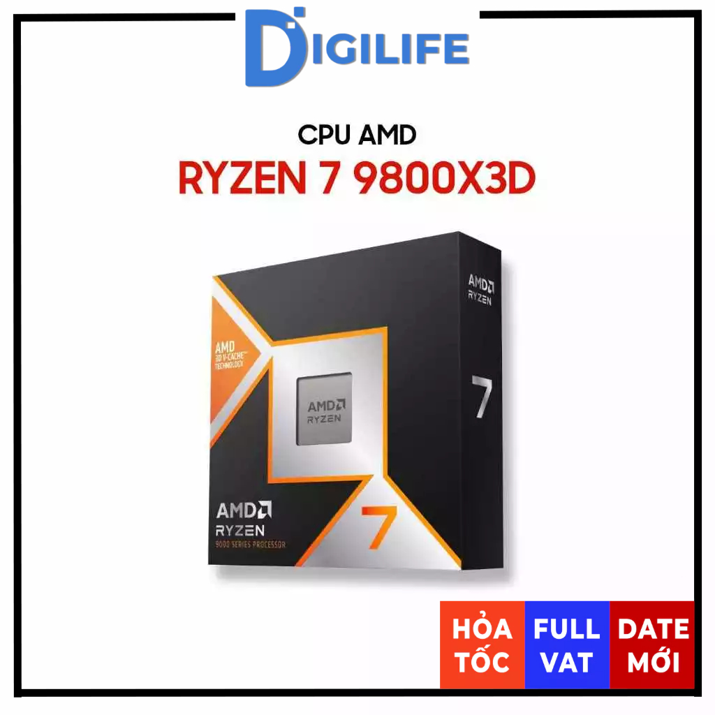[FULL VAT] CPU AMD Ryzen 7 9800X3D 8 Nhân 16 Luồng Up To 5.2GHz AM5 (Tray NK)