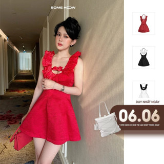 Đầm Nữ Ngắn Open Layer Straps , Chất Vải Tafta Vân Gỗ Thoải Mái, WDN071 SOME HOW STORE