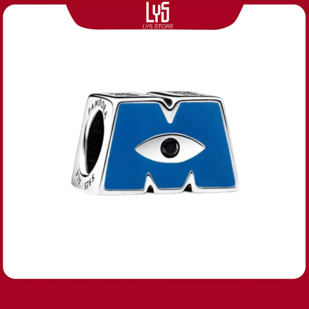 Charm Bạc Lys Pixar Monster Inc. Logo M Quái vật Pixar 1509 - Charm Bạc S925 cao cấp