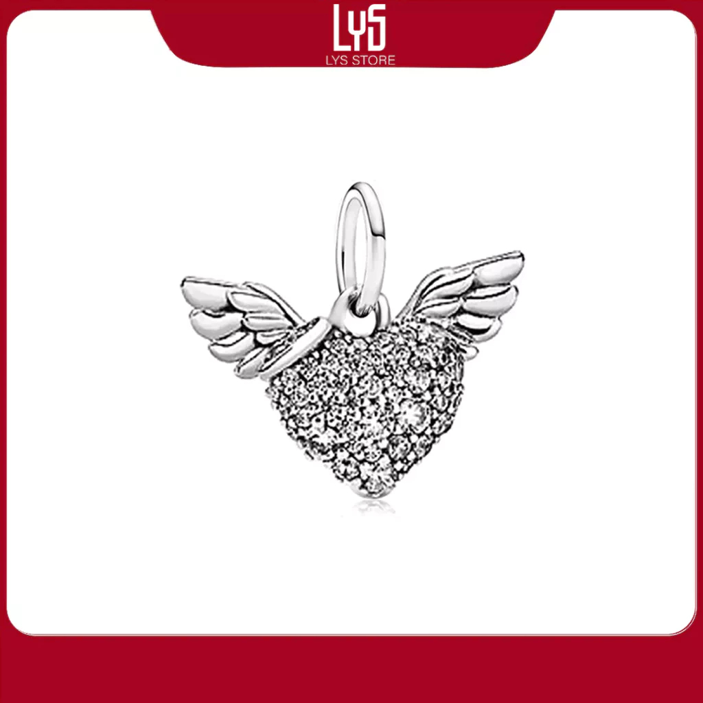 Charm bạc Heart and Angel Wings Dangle Sliver 1133 - Charm Bạc S925 cao cấp