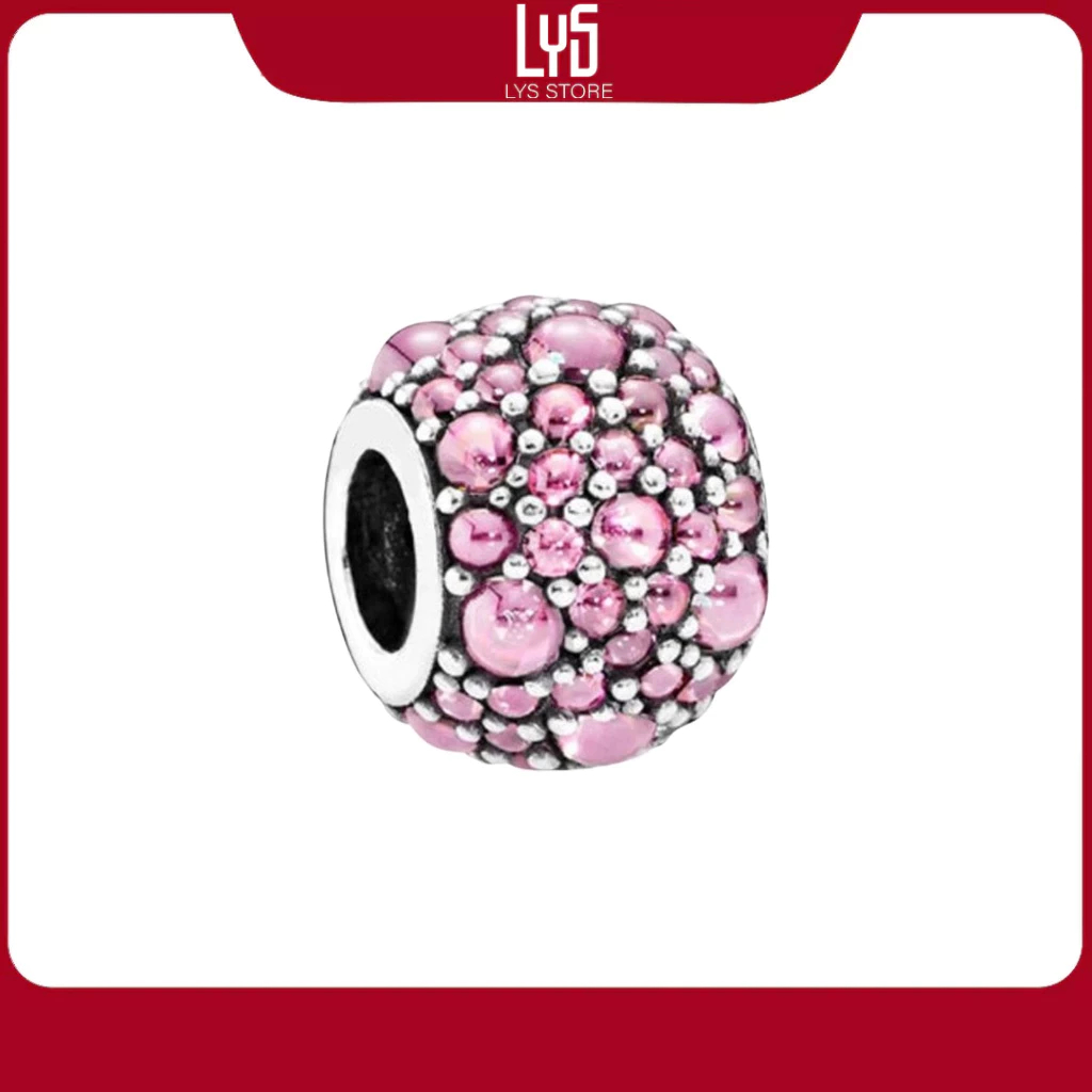 Charm Bạc Lys đá hồng Honeysuckle Pink Shimmering Droplet 1232 - Charm Bạc S925 cao cấp