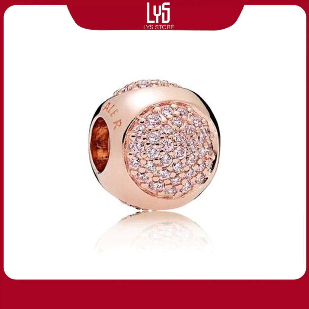 Charm Bạc Lys Pink Dazzling Droplet Rose Màu Vàng Hồng 1633 - Charm Bạc S925