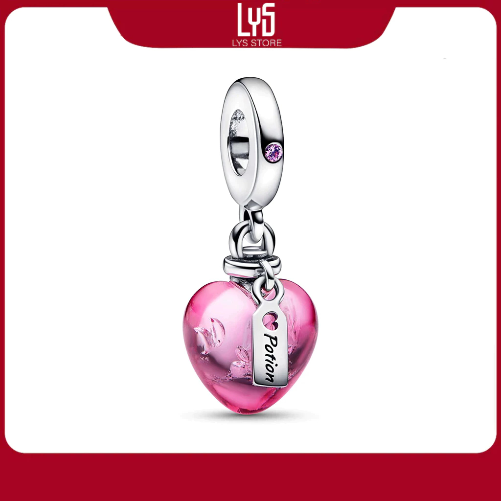 Charm Bạc Thái S925 - Hạt Charm để mix Vòng tay Charm Love Potion Murano Glass Heart 1690
