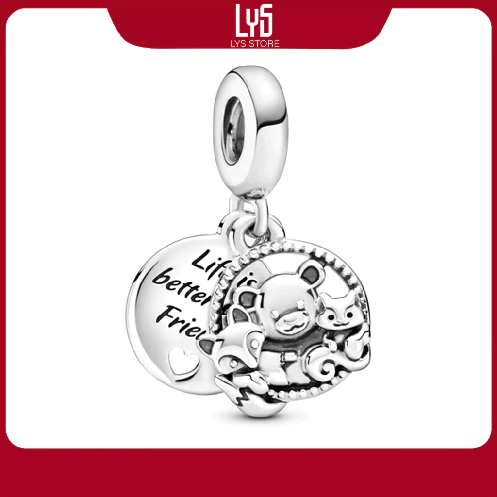 Charm Bạc Lys Bear, Fox & Squirrel Dangle Gấu, Cáo và Sóc 1505 - Charm Bạc S925 cao cấp