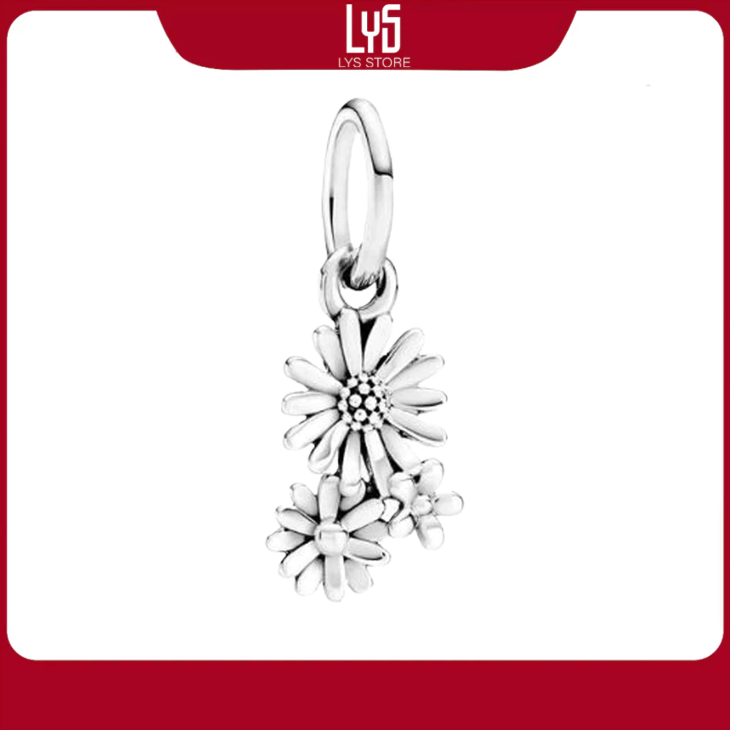 Charm Bạc Lys ba bông hoa cúc Daisy Flower Bouquet Dangle 1178 - Charm Bạc S925 cao cấp