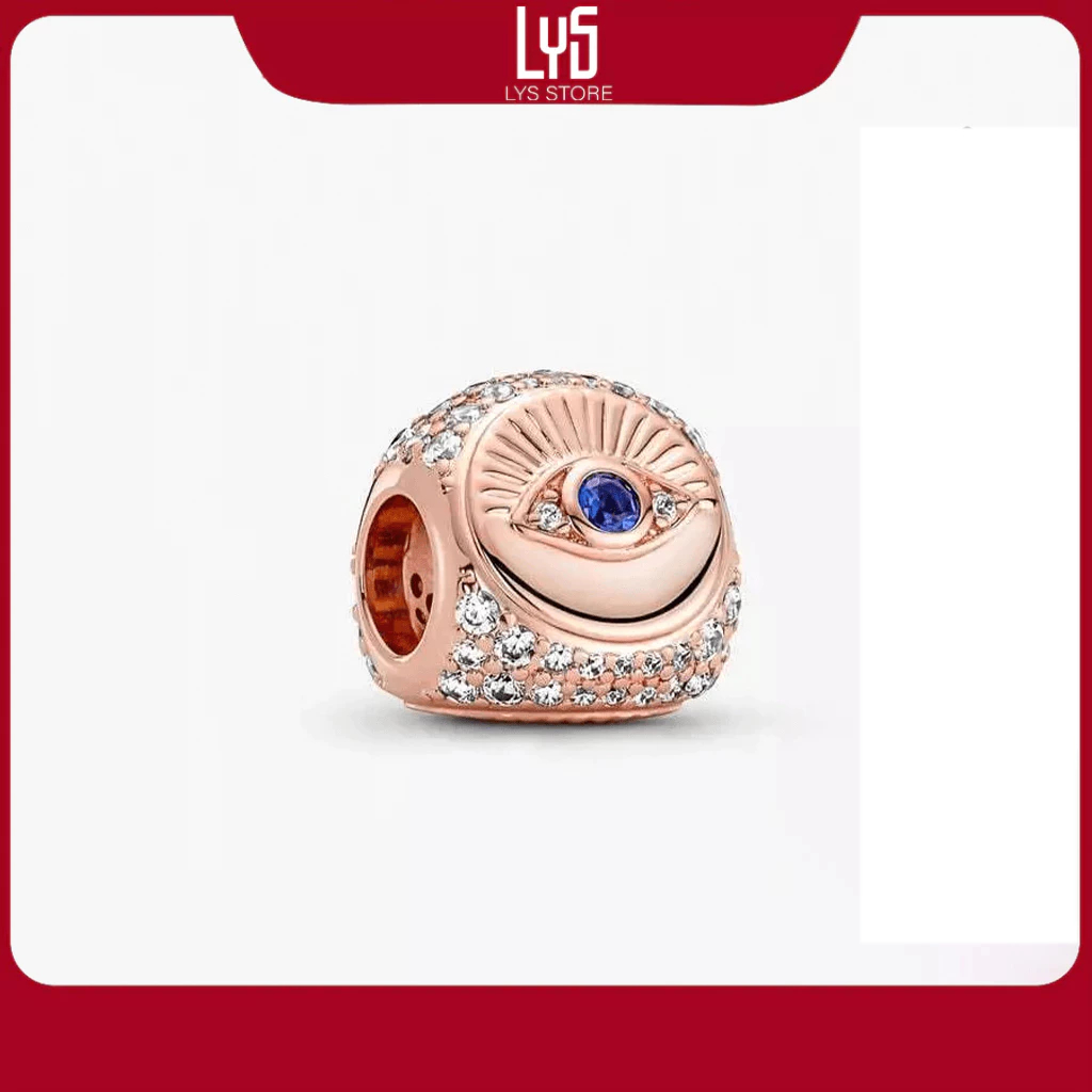 Charm Bạc Moments Mạ Vàng Hồng Hình Con Mắt, Bàn Tay Hamsa Và Lông Vũ 1621