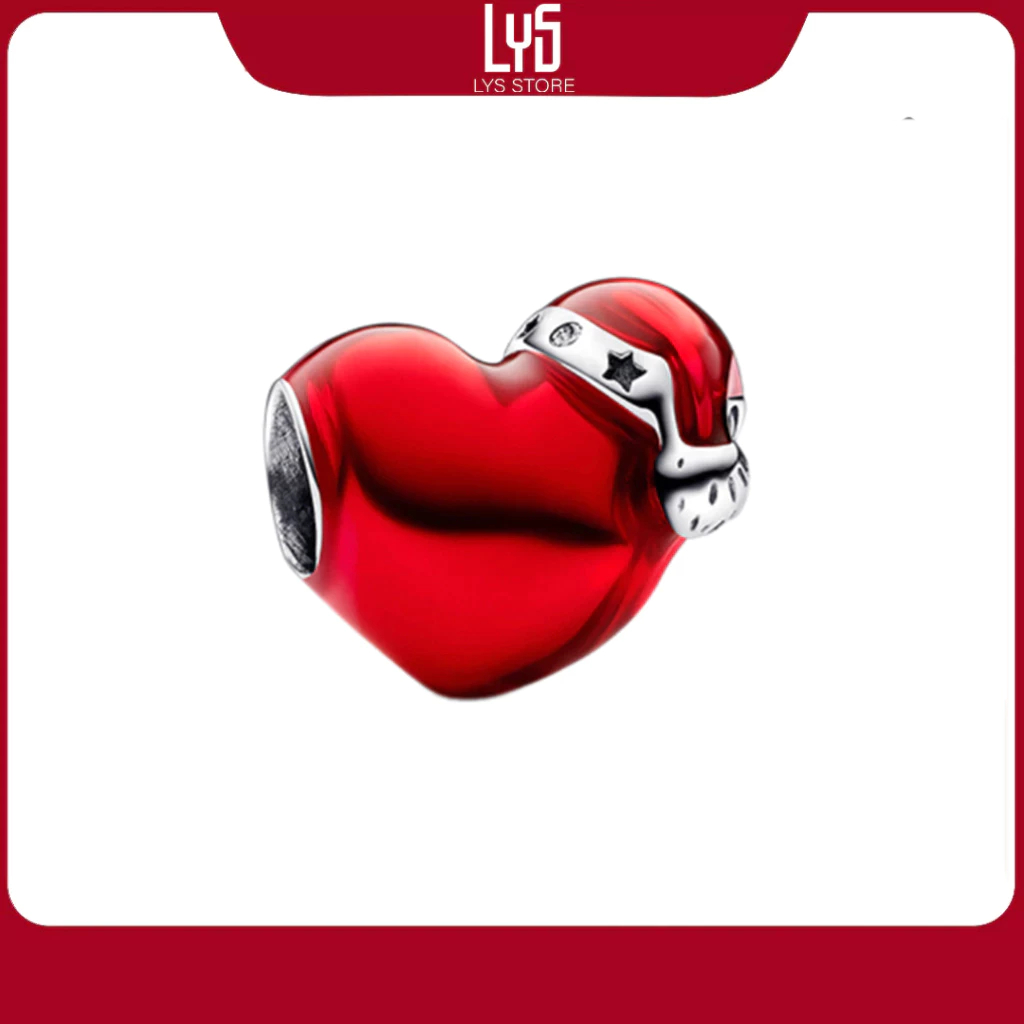 Charm Trái Tim Yêu Giáng Sinh Metallic Red Christmas Heart 1580