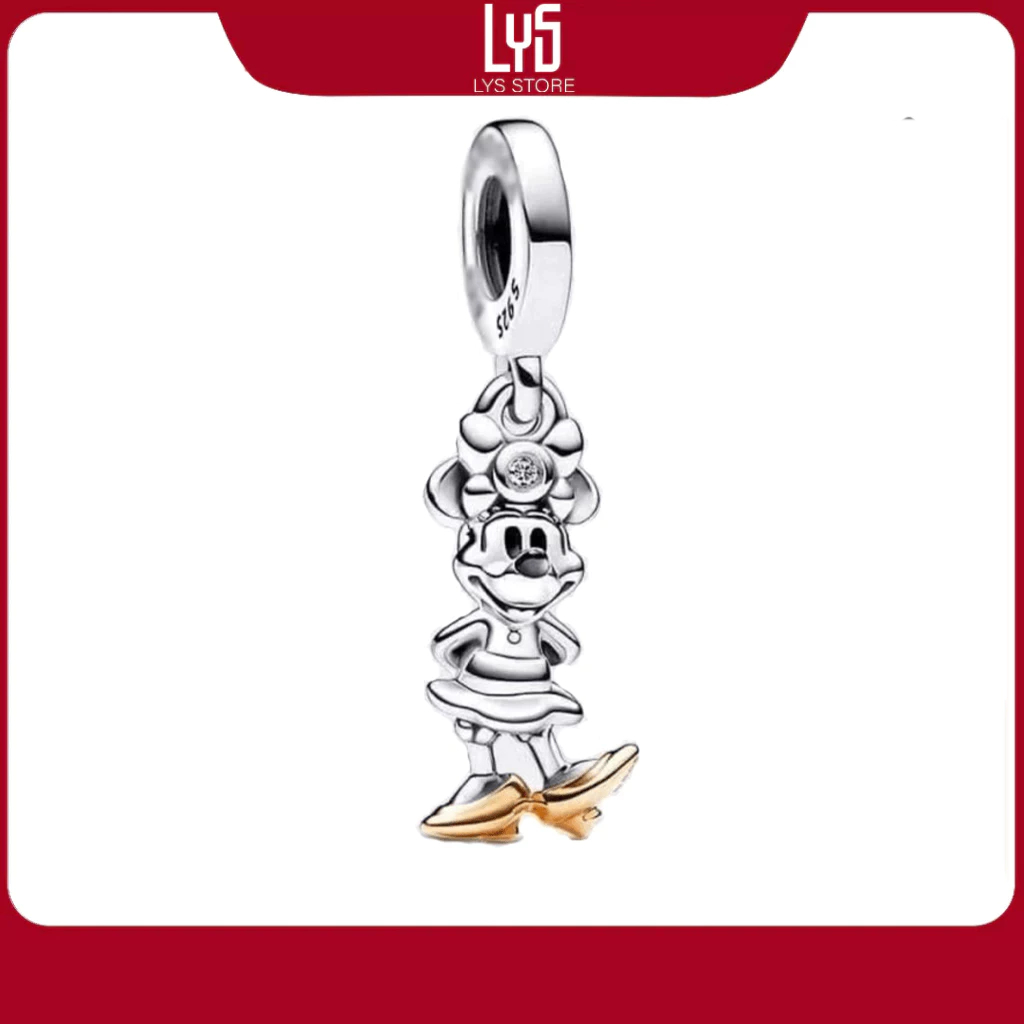 Charm Disney 100th Anniversary Minnie Mouse Lab-grown Diamond chuẩn bạc s925 1666