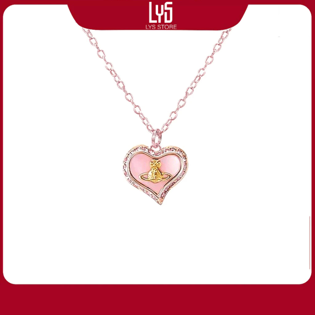 Dây chuyền nữ Lys Petra heart-charm necklace - Pink 6217