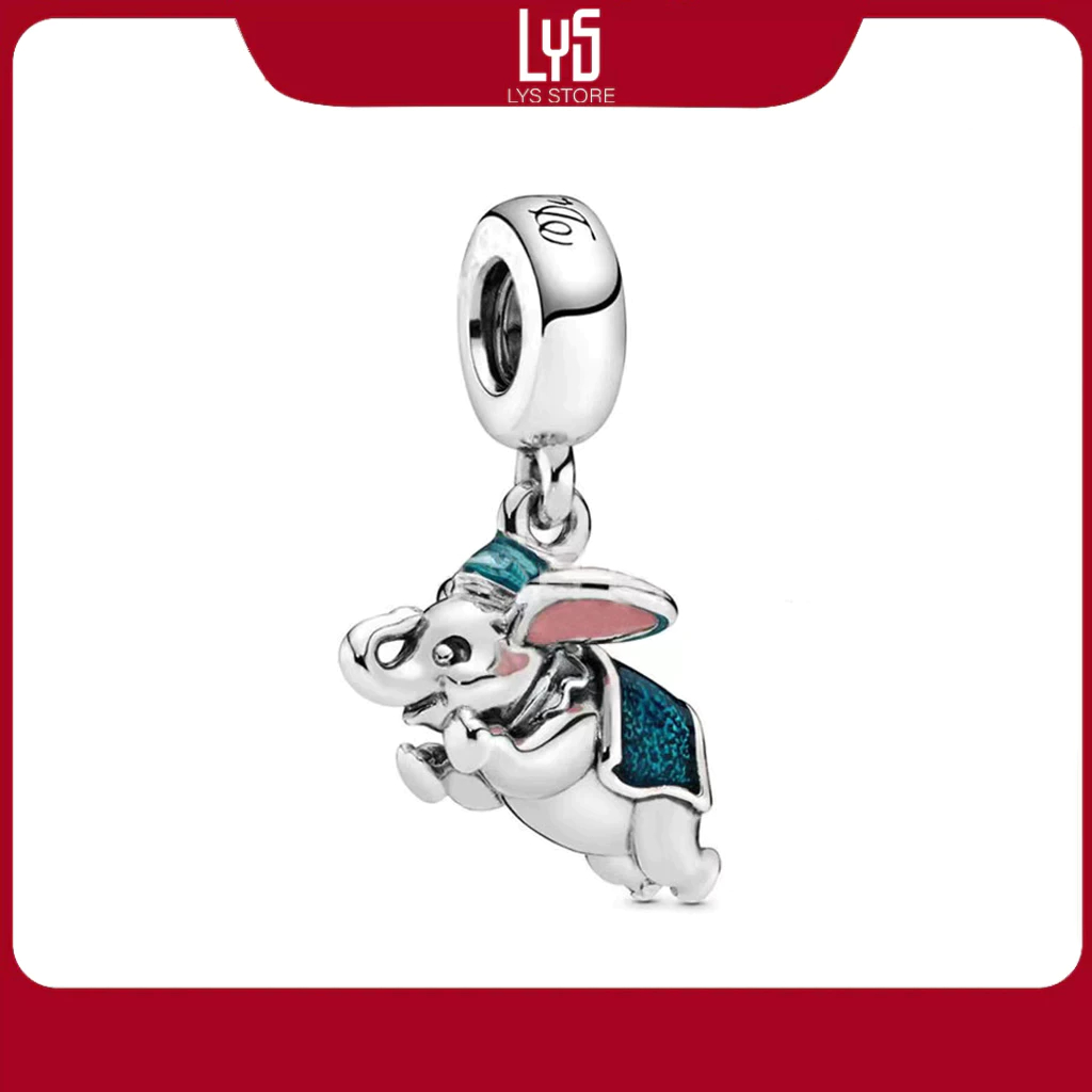 Charm Bạc Lys Dumbo Flying Elephant Enamel Dangle Voi Bay Dễ Thương 1479 - Charm Bạc S925 cao cấp