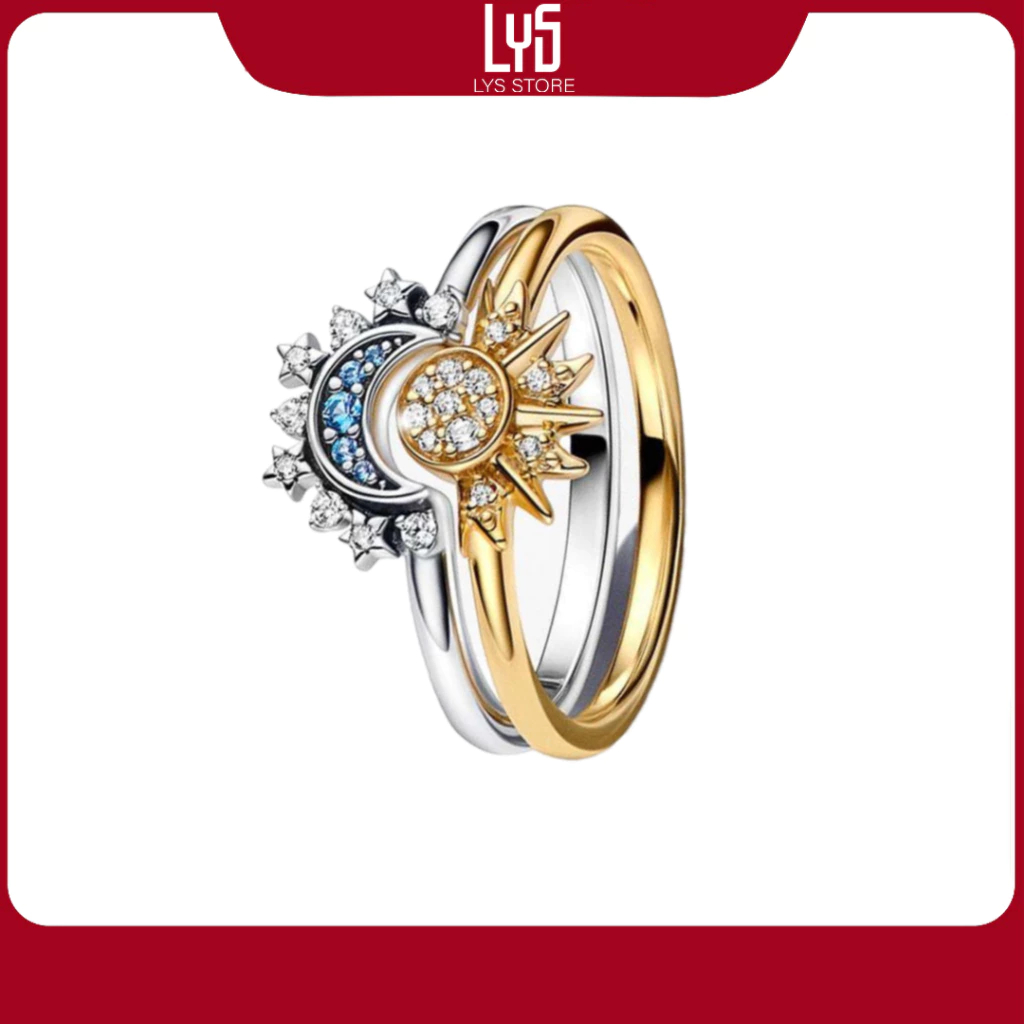 Nhẫn bạc nữ Lys Celestial Blue Sparkling Sun & Moon - Nhẫn Bạc S925 cao cấp