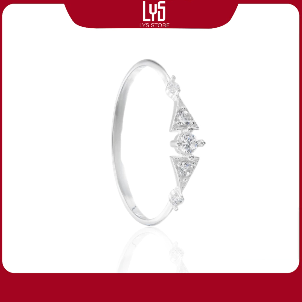 Nhẫn bạc nữ Lys Gemstone Adorned Triangle Ring Silver 8218 Fullbox hộp PAN đầy đủ phụ kiện PAN - Nhẫ