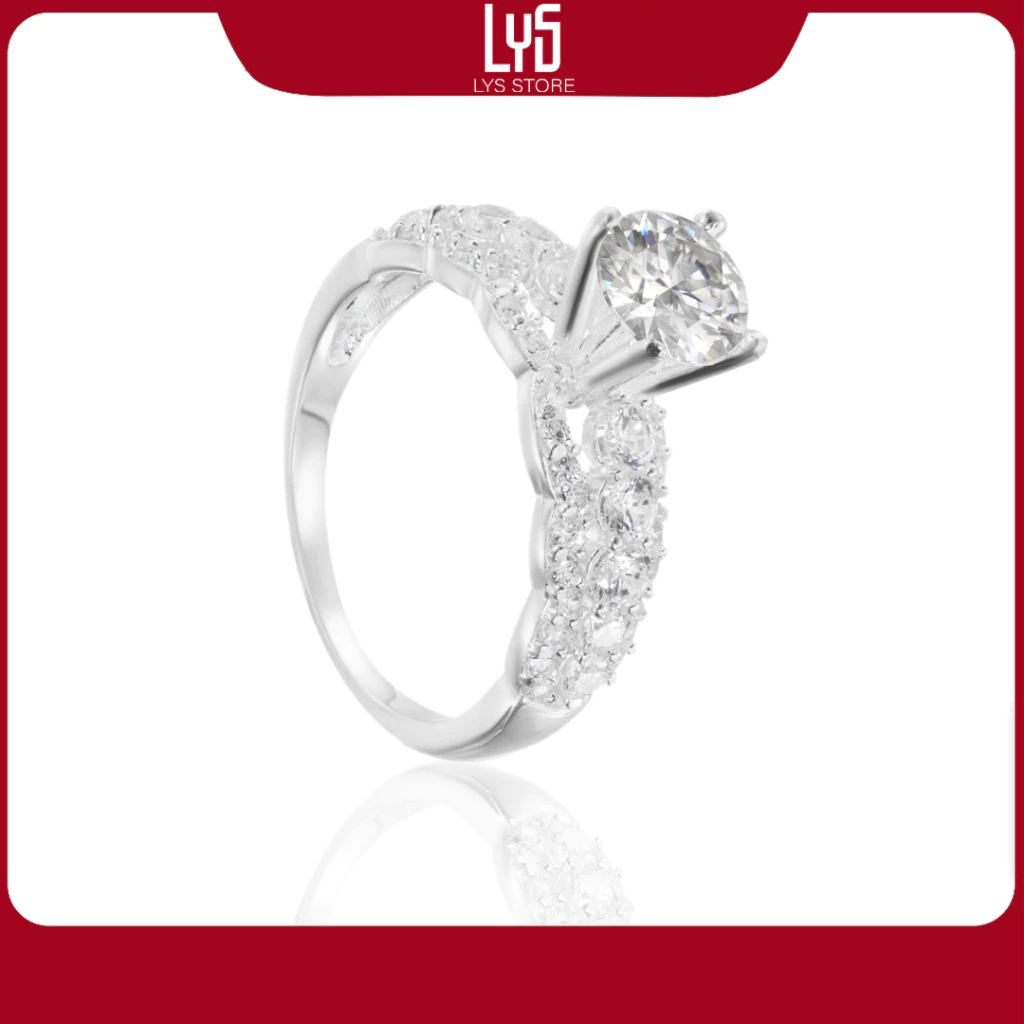 Nhẫn bạc nữ Lys Sparkling Luxury Silver Ring Silver 8288 Fullbox hộp PAN đầy đủ phụ kiện PAN - Nhẫn 