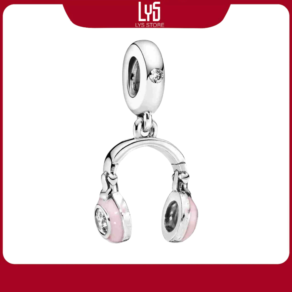 Charm Bạc Lys Pink Earphones Dangle Charm tai nghe 1260 - Charm Bạc S925 cao cấp