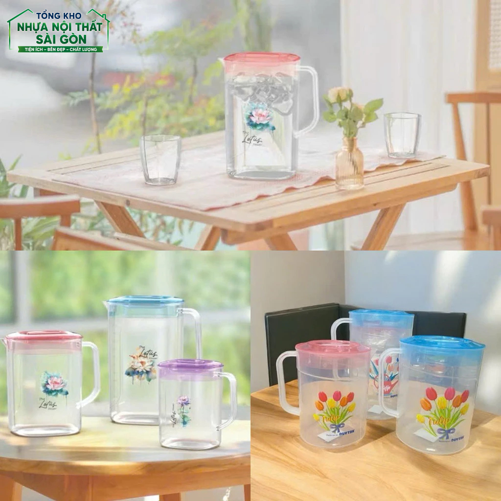 Ca chữ nhật, ca tulip tròn DUY TÂN, nhựa PP,Bình Đựng Nước, Detox, Trà Nhựa PP An Toàn,ca đựng nước