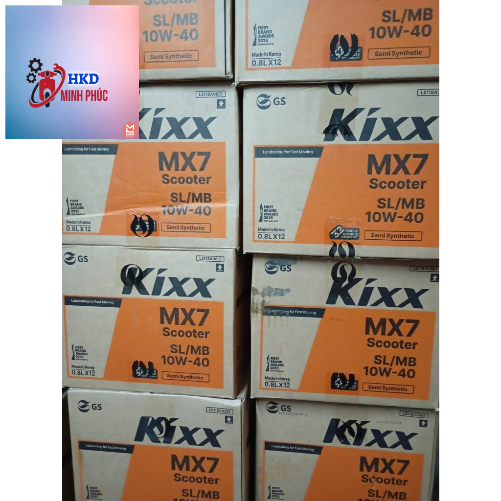 (ga 10w40)Thùng 12 chai Dầu nhớt Kixx xe ga 10W40 SL 800ml bán tổng hợp nhập khẩu