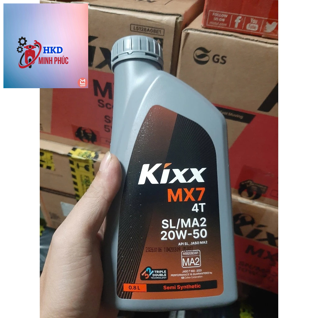 (Kixx xe số 20W50) Dầu nhớt xe số Kixx 20w50 MA2 SL dung tích 800ml 1L
