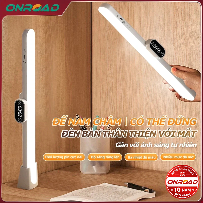 ONR Đèn Học LED Để Bàn Tích Điện Bảo Vệ Mắt ONR Đèn bàn học gắn tường 42cm chống cận 3 Màu Ánh Sáng Tăng Giảm Độ Sáng
