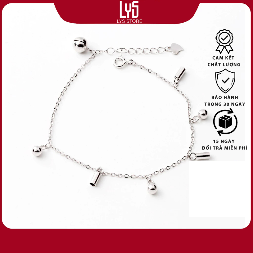 Lắc chân bạc Lys Sweet Bell Bestie Silver 9011 - Lắc chân nữ S925 Fullbox hộp PAN đầy đủ phụ kiện PA