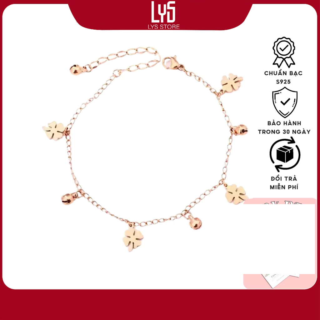 Lắc chân bạc Lys Fashion Diamond Flower Anklet Rose Gold 9010RG - Lắc chân nữ S925 Fullbox hộp PAN đ